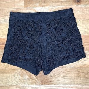 Beaded high waisted black shorts
